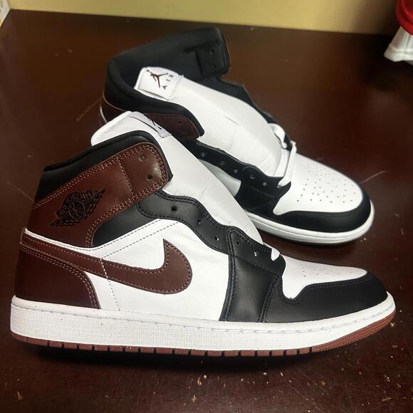 Nike Air Jordan 1 Mid SE Shoes White Dark Pony Black HF3216-102 Men's Size 12